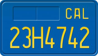 CAL California Motor Motorcycle License Number Plate Custom Embossed Alu Blue 3