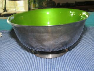 Vintage Reed & Barton Silver Plate Green Enamel Pedestal Bowl 1120