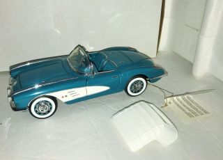 1/24 Diecast Franklin 1960 Teal Chevy Corvette Convertible Box & Tag