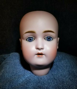 Antique German Kestner 168 Bisque Socket Doll Head Blue Sleep Eyes