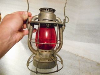 Vintage RAILROAD Lantern (P.  &L.  E.  R.  R. ) - DIETZ VESTA RED GLOBE 2