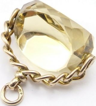 Large Antique 9carat Gold Swivel Spinner Watch Fob With Cairngorm Citrine Stone