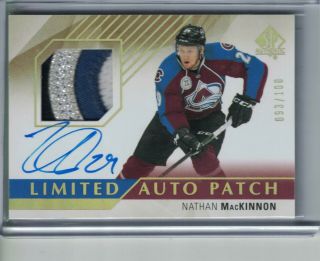 2015 - 16 Sp Authentic Limited Patch Autographs 4 Clrs 10 Nathan Mackinnon 93/100