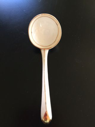 Small Serving Spoon Vintage Noritake Japan White Hand Painted Gold Trim Green M