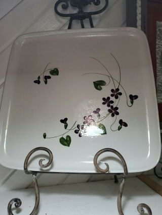 Vintage Orchard Ware California Wood Violet Porcelain 14x14 Cake Plate Platter