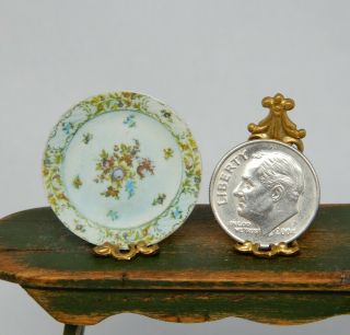 Vintage Ellen Krucker Blue Transferware Plate Artisan Dollhouse Miniature 1:12 2
