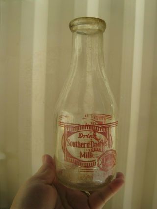 Vintage Sealtest Southern Dairies Wilson Nc One Quart Milk Bottle B2385
