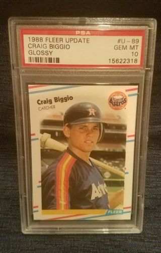 1988 Fleer Update Glossy Craig Biggio U - 89 Psa 10 Rc Rookie Card Hof