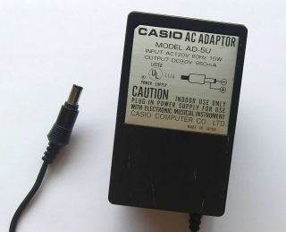 Casio Ad - 5u Power Supply Ac Adapter For Vintage 9v Ct Mt Ht Hz Cz Sa Keyboards.