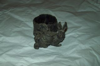 Rabbit Silver Plate Simpson Hall Miller Tooth Pick Napkin & Pewter Tin Canister