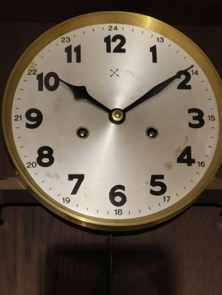Antique 1920 HAC Hamburg American Clock Co Oak Deco Regulator Wall Clock Germany 2