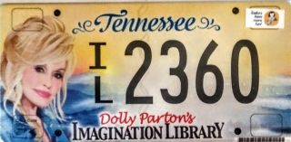 Dolly Parton Tennessee License Plate Imagination Library Cond Last One
