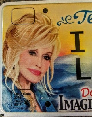 DOLLY PARTON TENNESSEE LICENSE PLATE IMAGINATION LIBRARY COND LAST ONE 2