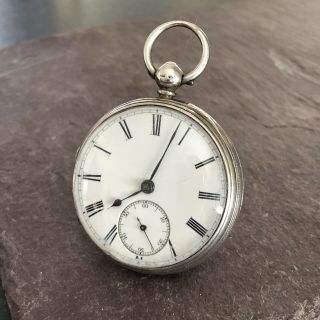 Antique 1865 London Solid Silver Fusee Pocket Watch Good Runner Gold Balance