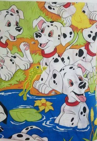 Vintage Disney 101 Dalmations Double Flat Bed Sheet Crafting Dogs Puppies Spots