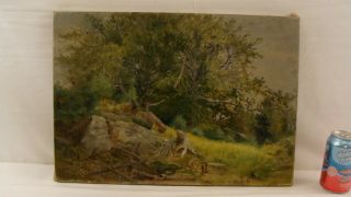 Antique American Impressionist Rocky Hill Landscape O/c Painting