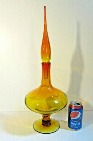 Blenko Mid Century Mcm Art Glass 6212 Tangerine 21 " Decanter Bottle Husted