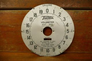 Vintage Tokheim 850 Clock Face Plate Gasoline Gas Pump Station Clockface