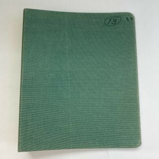 Vintage Canvas Cloth 1” Binder Faded Blue Green Office Supplies Prop