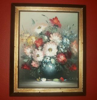 Vintage Signed Framed Still Life Floral Painting