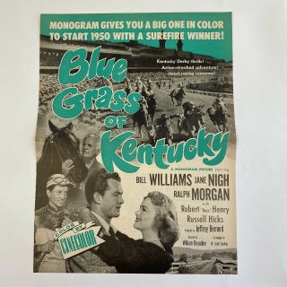 Vintage Movie Print Trade Ad Blue Grass Of Kentucky Derby 1950 Bill Williams