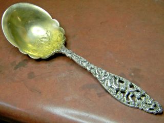 Dominick And Haff Gilt Sterling Silver Large 9 " Serving Spoon In Labors Of Cupid