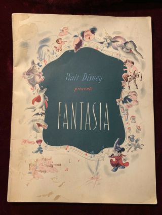 Vtg 1940 Walt Disney Lg Fantasia Movie Program Book Mickey Sorcerers Apprentice