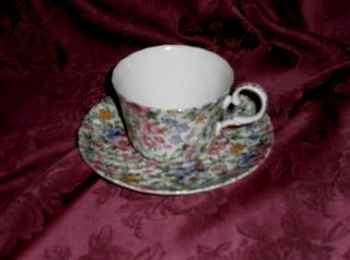 Vintage Gorgeous Laura Chintz Floral Bone China Cup & Saucer /made In England