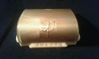 Vintage Bulova Fifth Avenue Ny Gold Watch Box Display Case Burgundy Satin Velvet