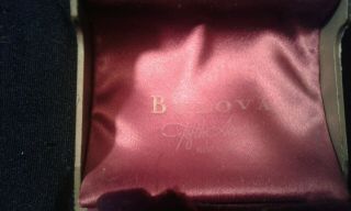 Vintage Bulova Fifth Avenue NY Gold Watch Box Display Case Burgundy Satin Velvet 3