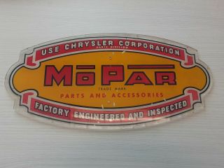 Vintage Mopar Parts And Accessories Sign,  Plexiglass