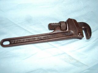 Vintage Rigid 8 " Heavy Duty Pipe Wrench The Ridge Tool Co.  Usa Pat.  1727623 - 2