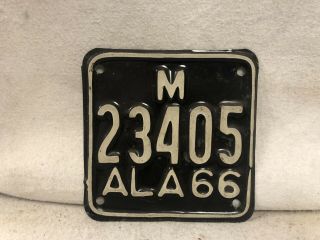 Vintage 1966 Alabama Motorcycle License Plate