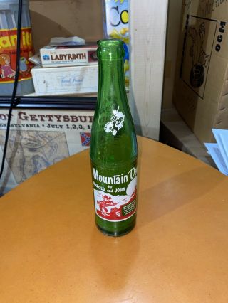 Vintage Hillbilly Mountain Dew Soda Pop Bottle,  By Harold And John,  10oz
