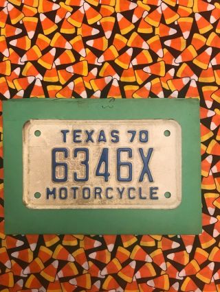 1970 Texas Motorcycle License Plate 6346x