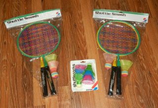 Vintage Sportcraft Shuttle Smash Badminton 4 Racquet & Shuttle Cock Set