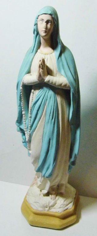 Antique Chalkware Holy Statue Blessed Virgin Mary Irish Catholic Shabby Chic 18 "