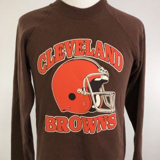 Vtg Cleveland Browns Spell Out Helmet Logo Nfl Crew Neck Usa Made Sweatshirt L