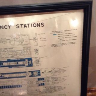 S.  S.  ADRIATIC White Star Line DECK PLAN Emergency Station Authentic Vintage 3