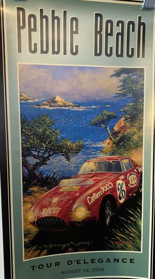 Signed - Pebble Beach Concours 2004 Tour Poster Ferrari Pininfarina Rowe