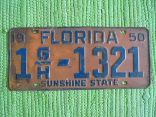 1950 Florida Truck License Plate Fl 50 Tag Dade County Sunshine State 1gh - 1321