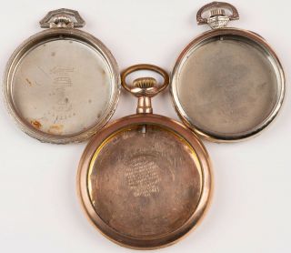 3 Antique 14k Gold Filled Pocket Watch Cases 2 Keystone J Boss,  Burlington