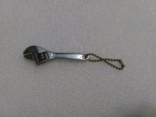 Vtg 2 3/4 " Miniature Adjustable Crescent Wrench Made In Hong Kong Keychain Fob
