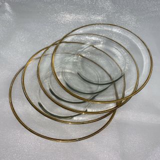 4 Vintage Clear Glass Dessert Plates With Gold Trim (salad Plate,  Bread Plate)