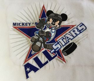 VIntage 90s White Walt Disney World Mickey All - Star STITCHED Hockey Jersey XXL 2