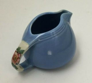 Hall Superior Quality Rose Parade Creamer Pitcher Vase Blue 1259 Vintage Flowers