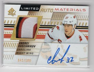2019 - 20 Sp Authentic Limited Game Patch Auto /100 Andrei Svechnikov - Canes