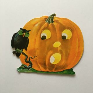 Vintage Halloween Decoration Jack O Lantern And Owl Beistle Dennison Cut Out