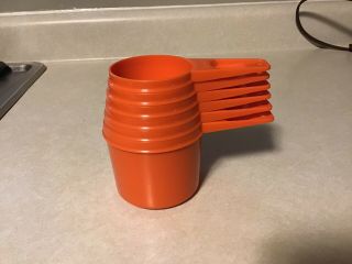 Vintage Tupperware Measuring Cups Orange Set Of 6