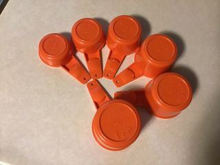 Vintage TUPPERWARE Measuring Cups Orange Set Of 6 2